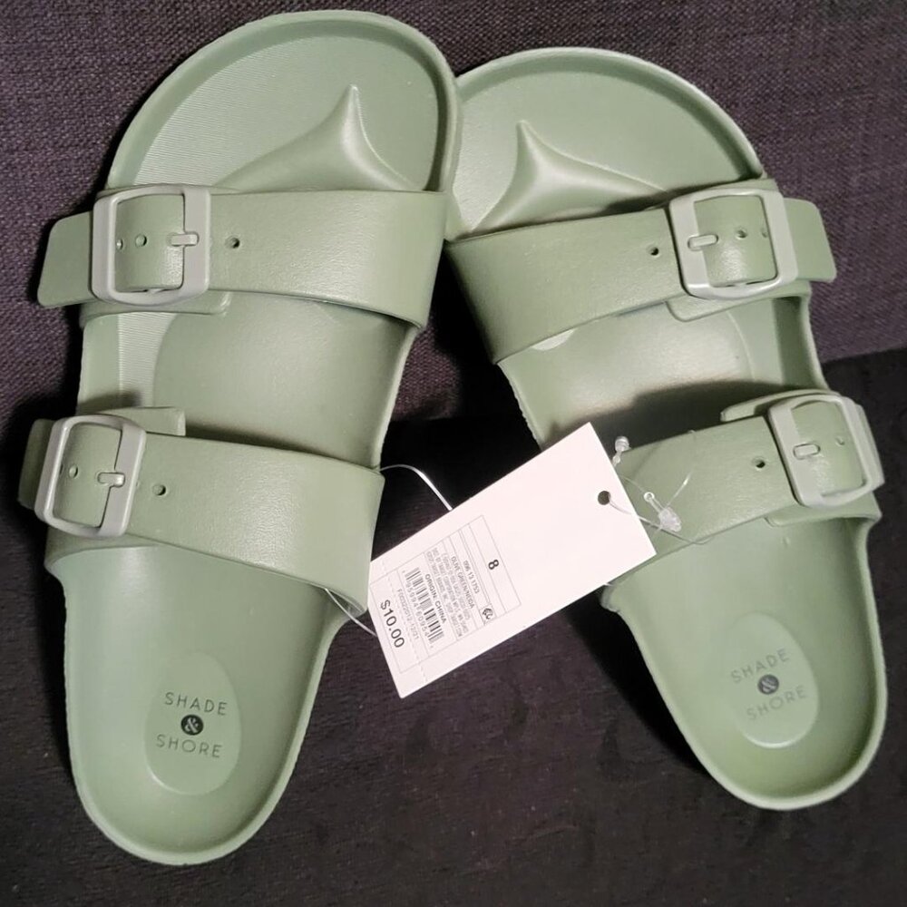 SHADE & SHORE "ARMY GREEN" WOMEN SANDALS - SIZE 8 - NWT